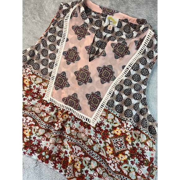 Fig & Flower Blouse-Size L-Multi-Floral Pattern-Boho-Gypsy - Picture 1 of 8